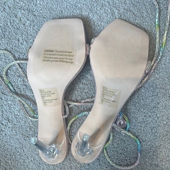 Pink Chase & Chloe Gia Rhinestone Strappy Open Toe Stiletto High Heel Size 9 NEW - Picture 7 of 11